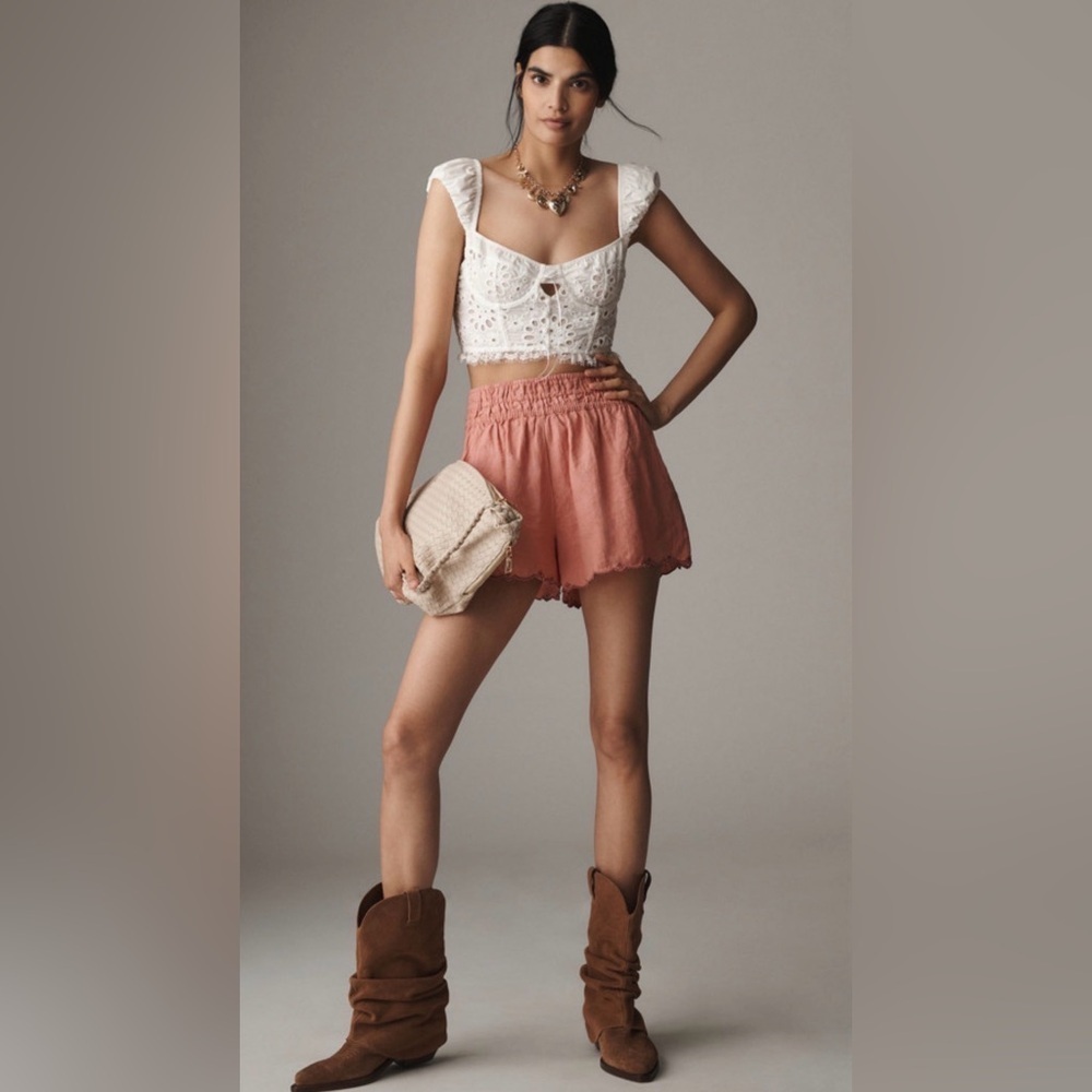 By Anthropologie White Crop Top, Size XL‎
